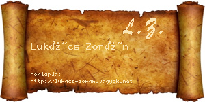 Lukács Zorán névjegykártya